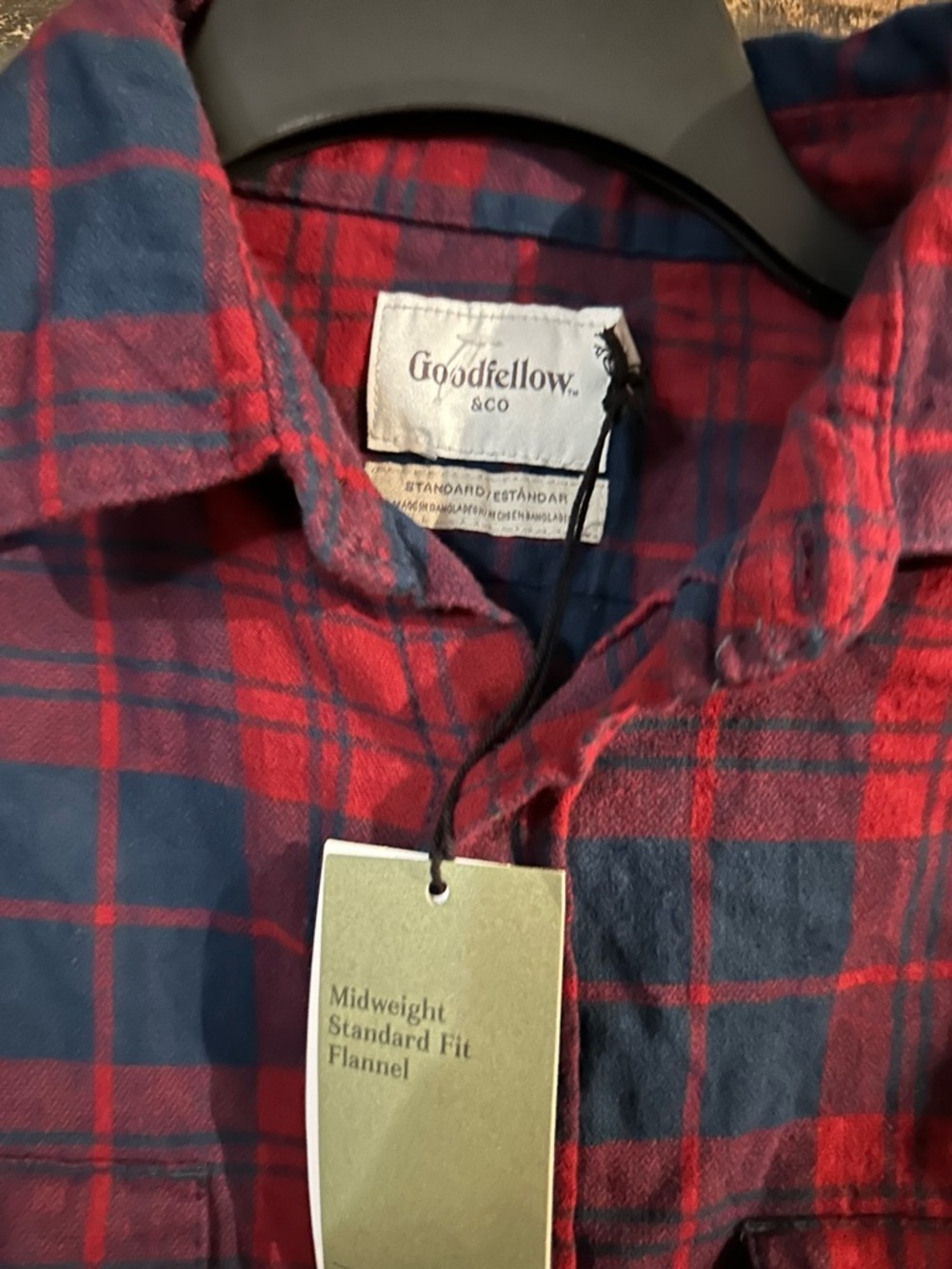 Men’s Midweight Standard Fit Long-Sleeve Flannel - Goodfellow & Co NWT M - Picture 3 of 5